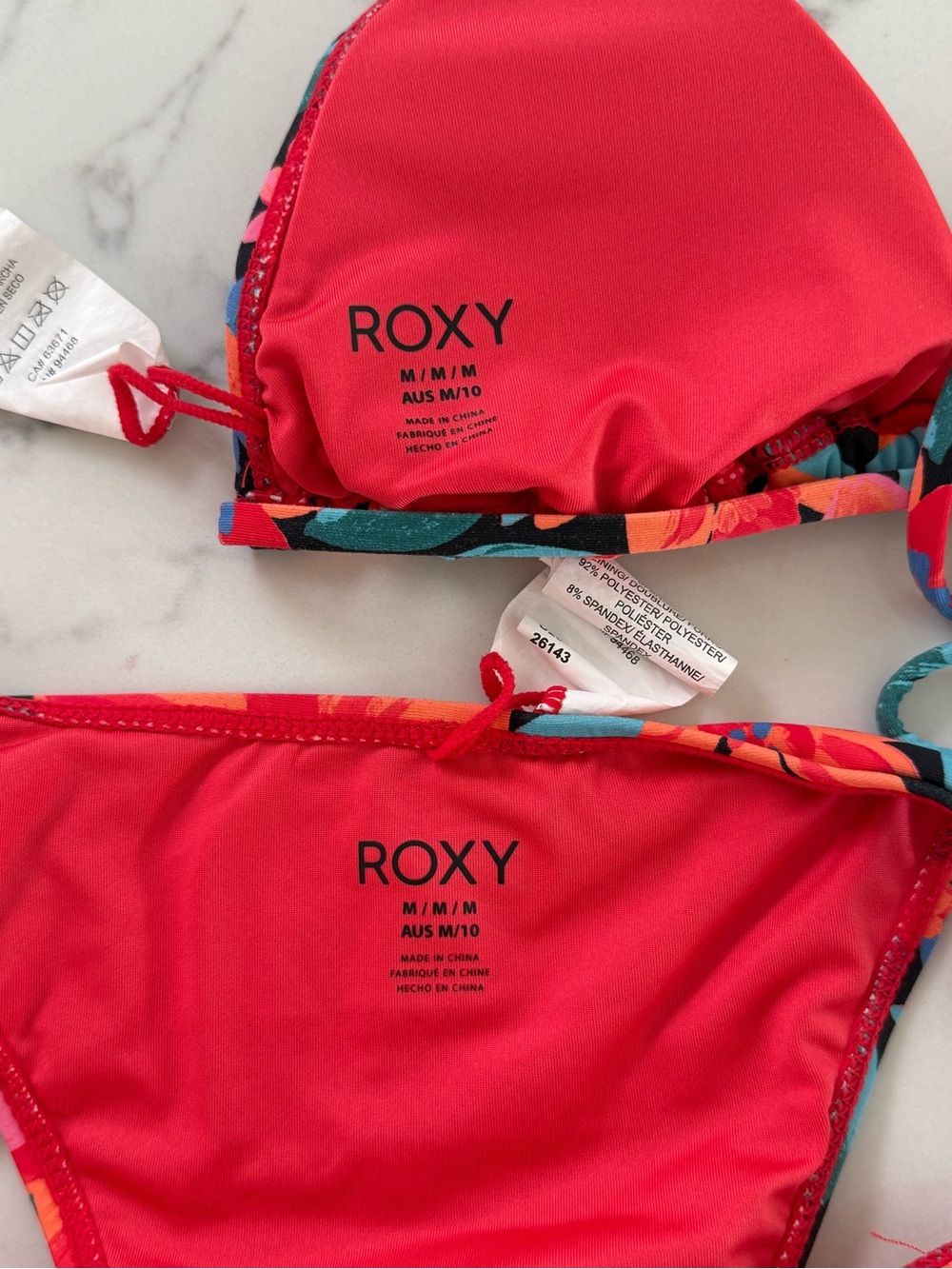 Roxy Floral Printed Beach Classics Mini Tiki Triangle Bikini SET - Size Medium - Picture 5 of 5